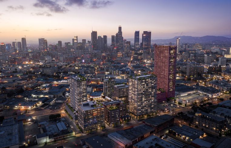 A rendering of Continuum's development in LA's arts district.