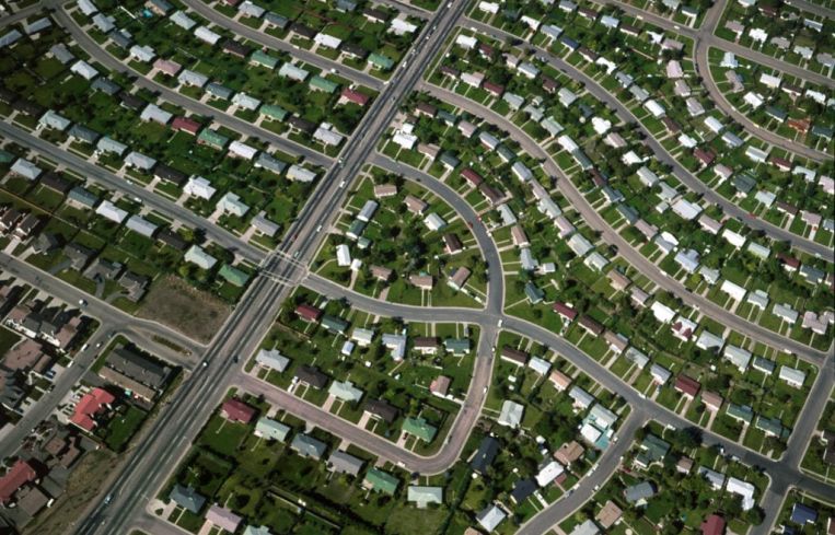 A dense suburban development.