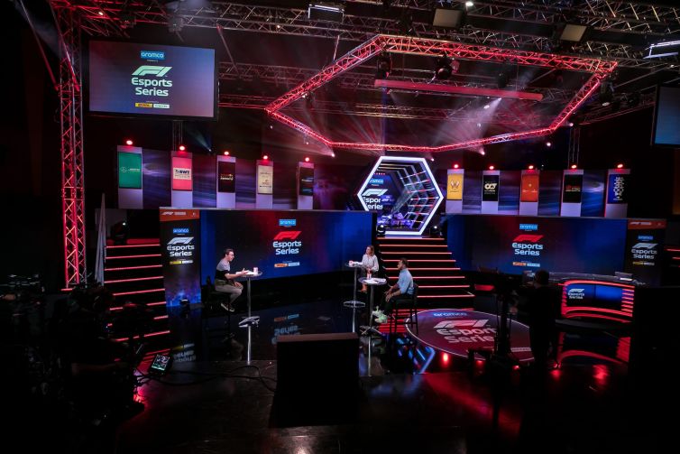 An esports studio during round 3 of the 2020 F1 Esports Pro Series in 2020.