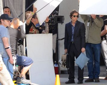 Mark Wahlberg and Jessica Lange on a film set.