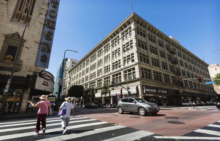 The Broadway Trade Center building, the former May Co. department store on Broadway at 8th Street. The $130 million purchase of this building was the first L.A. purchase for New York investors Waterbridge Capital and Jack Jangana, who vowed to make over the enormous building in the style of high-end Chelsea Market in Manhattan.