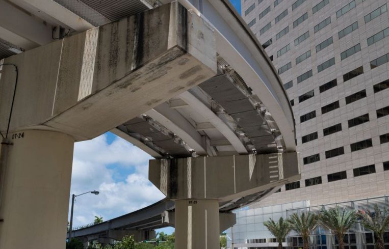 View from below of the Miami Metrorail platform.