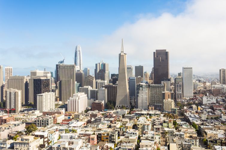 Aerial view of San Francisco's business district.