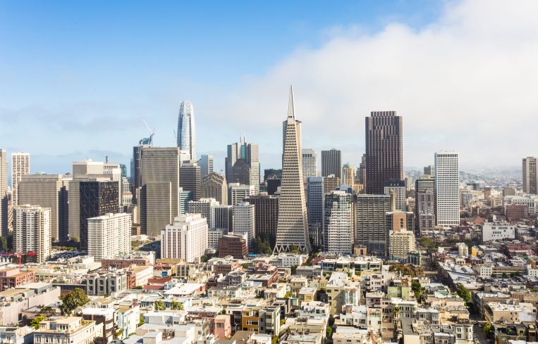 Aerial view of San Francisco's business district.