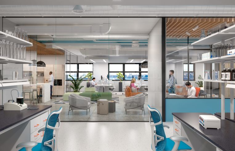 An empty research lab in Hudson Research Center.