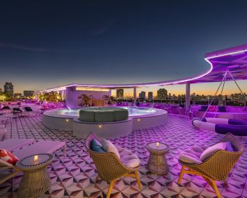 The rooftop at Moxy Miami South Beach.