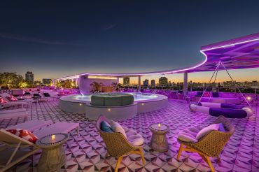 The rooftop at Moxy Miami South Beach.