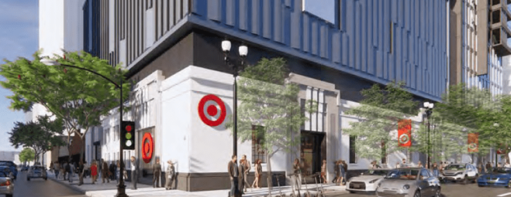 A rendering for the planned Cisterra 9G mixed-use development in San Diego that will feature a Target store. 