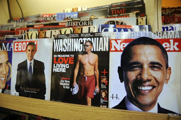 The Washingtonian and various magazines with cover photos of US president Barack Obama are seen at a news stand April 23, 2009 in Washington, DC.
