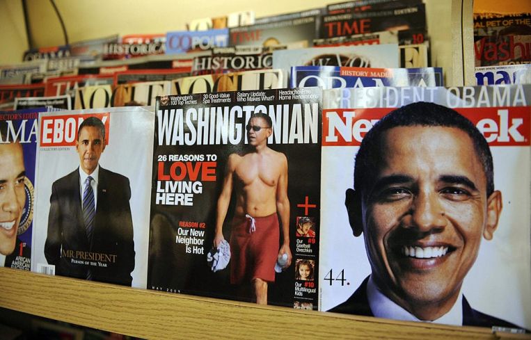 The Washingtonian and various magazines with cover photos of US president Barack Obama are seen at a news stand April 23, 2009 in Washington, DC.