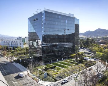 The seven-story office building at 2901 West Alameda Avenue is located in the Burbank Media District