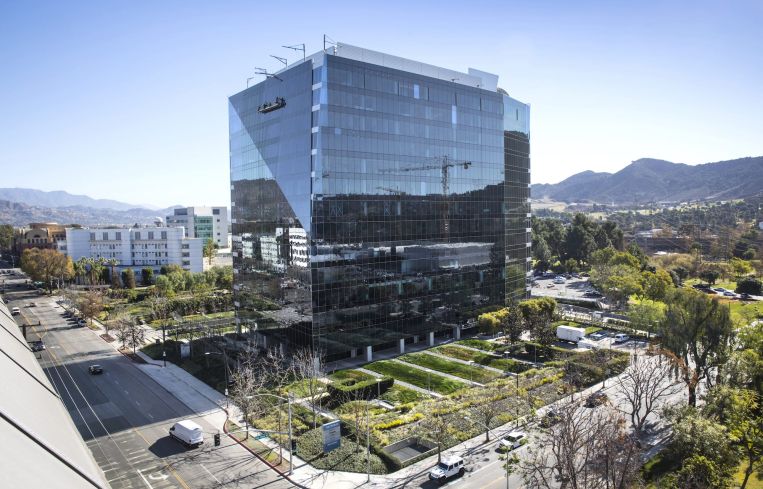 The seven-story office building at 2901 West Alameda Avenue is located in the Burbank Media District