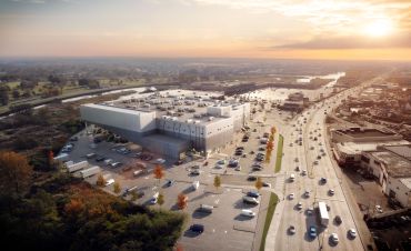 A rendering of the JFK Logistics Center to be occupied by Amazon. 