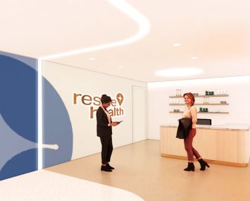 Reside Health's first location in Carnegie Hill Tower is a doctor's office designed to look like a spa or yoga studio.