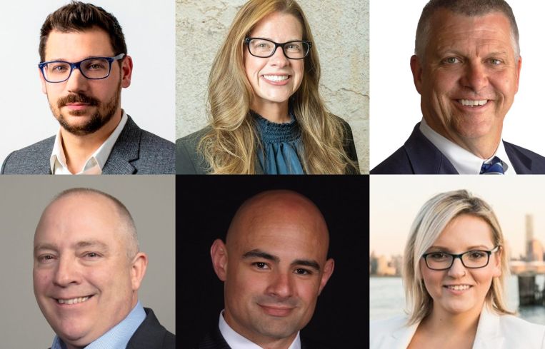 Clockwise from top left: John Anthal of Mancini Duffy, Amanda Clappsy of Holt Construction, Jay Fraser of Turner Construction, Iga Wyrzykowski of XpresSpa, Ryan Marzullo of Delta Airlines and James Kissmer of JFKIAT.