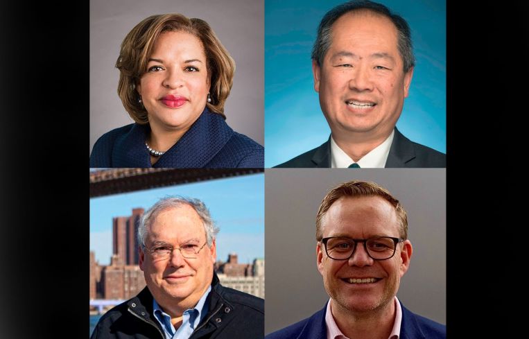 Clockwise from top left: Kimberly Slaughter of SYSTRA, Phil Eng of Long Island Railroad, John McCarthy of the MTA and Hank Gutman of NYC Department of Transportation.