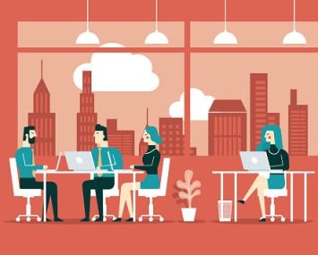 Illustration of people in a business meeting.