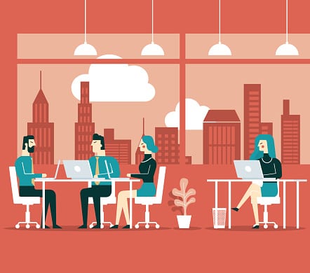 Illustration of people in a business meeting.