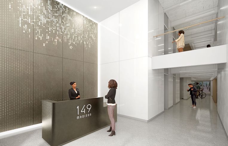 There will also be a new mezzanine with a fitness center above the first floor, where tenants can use Peloton bikes, shower and change.