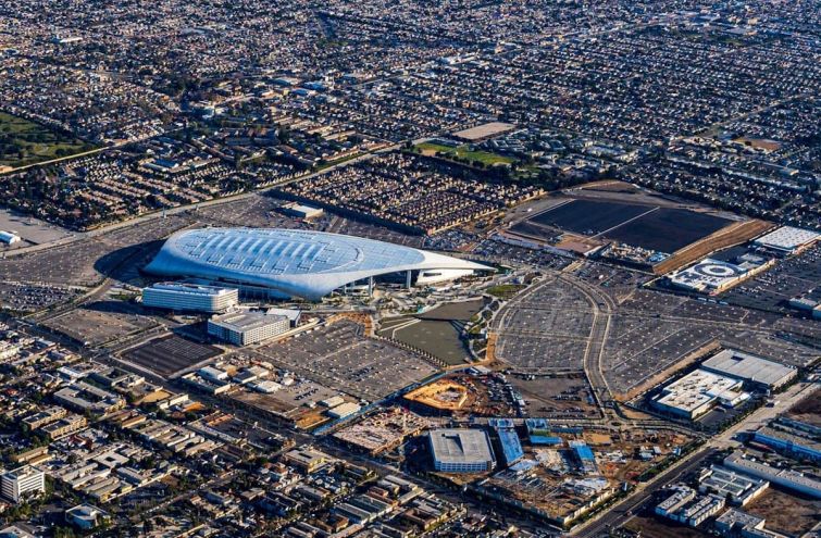 The 300-acre project, which includes the 70,000-seat SoFi Stadium — home to the L.A. Rams and L.A. Chargers.