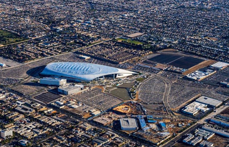 The 300-acre project, which includes the 70,000-seat SoFi Stadium — home to the L.A. Rams and L.A. Chargers.