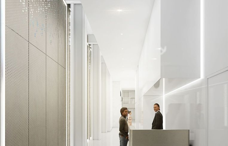 The new lobby will have a minimalist look with a shimmering LED wall.