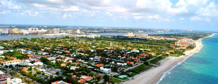 An aerial shot of Palm Beach, Fla.