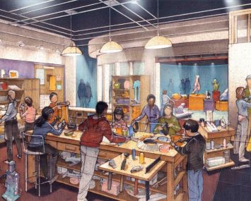 A rendering of KID Museum's new space.