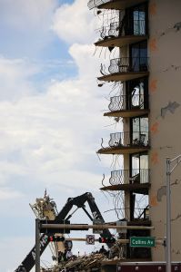 Champlain Tower South partially collapsed in Surfside, Florida. 