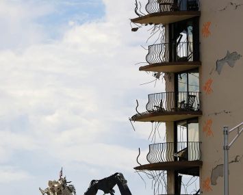 Champlain Tower South partially collapsed in Surfside, Florida.