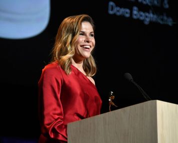 Founder and CEO, Glossier Emily Weiss speaks on stage during 2018 Fragrance Foundation Awards at Alice Tully Hall at Lincoln Center on June 12, 2018 in New York City.