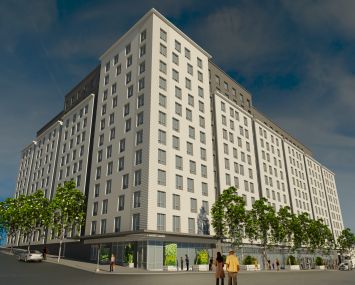 A rendering of Douglaston Development's affordable housing complex in the Bronx.