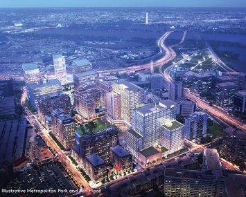 A rendering of National Landing in Northern Virginia.