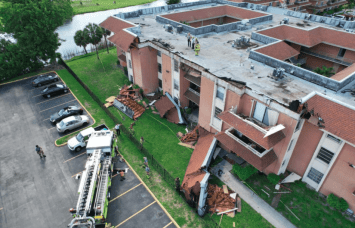 Collapsed roof of Lakeview Gardens Credit: Miami-Dade Fire Rescue Department