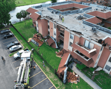 Collapsed roof of Lakeview Gardens Credit: Miami-Dade Fire Rescue Department