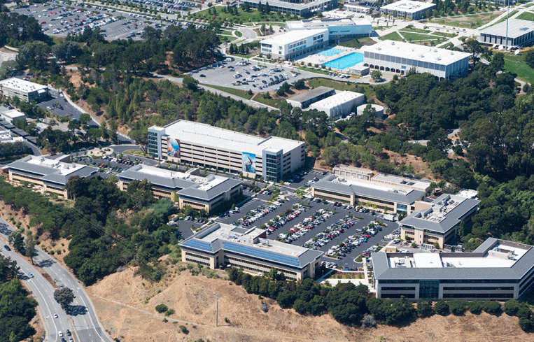 An aerial view of Clearview Business Park in San Mateo, Calif.