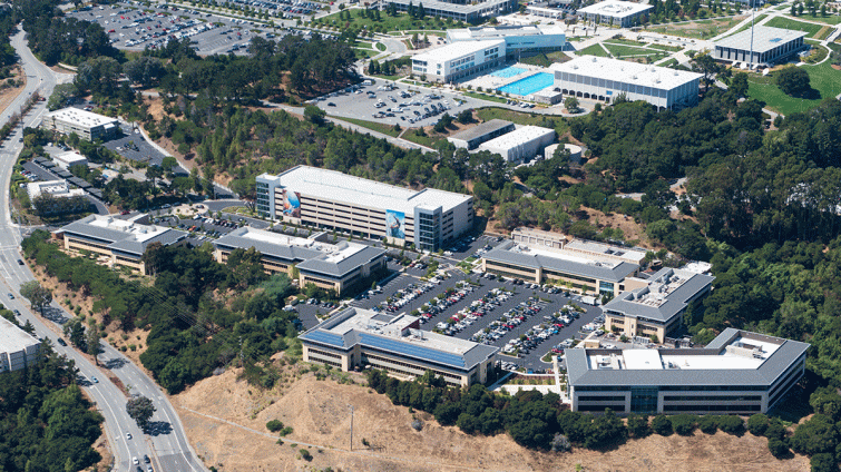 An aerial view of Clearview Business Park in San Mateo, Calif.