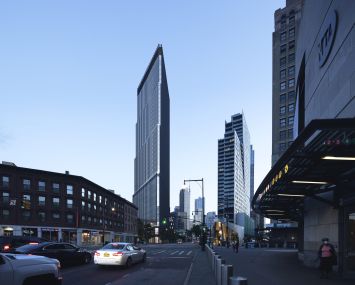 A rendering that shows a view of the Alloy Block development from Atlantic Terminal in Downtown Brooklyn.