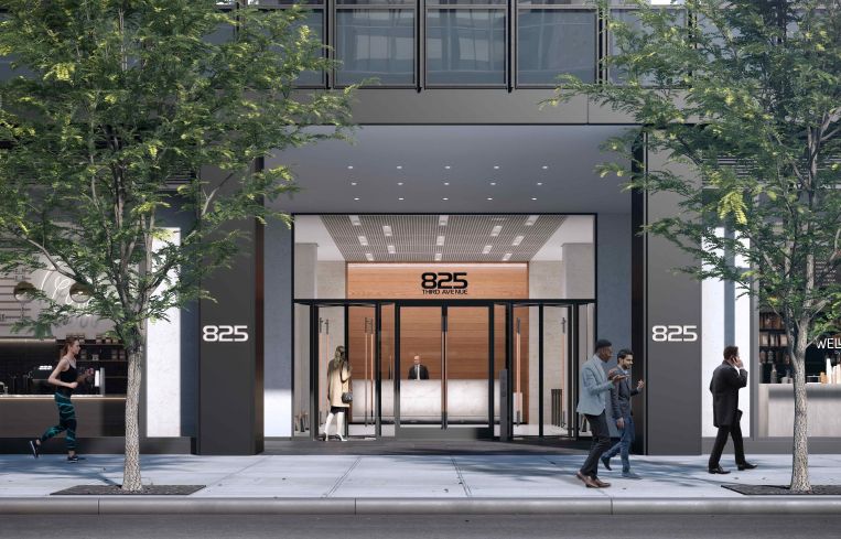 The entrance and lobby of 825 Third Avenue are getting a complete revamp.