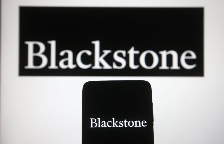 In this photo illustration, Blackstone Group Inc. logo of a
