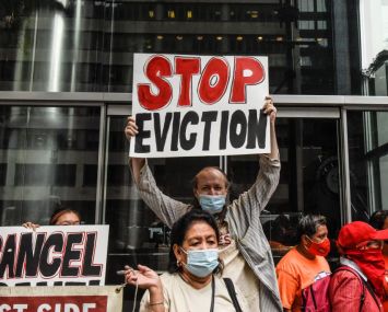 Protest against the end of the eviction moratorium.
