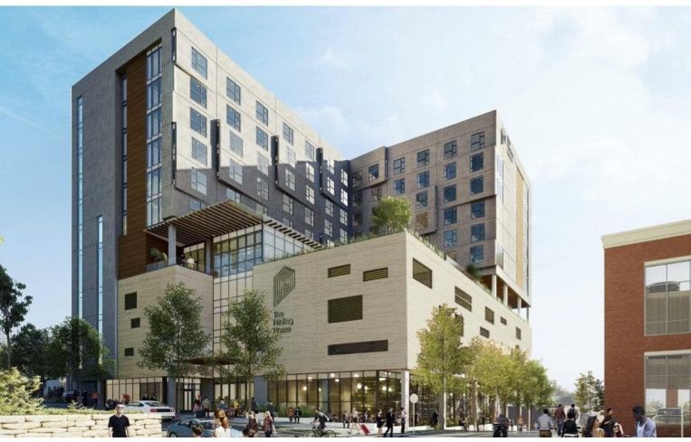 A rendering of The Printing House Hotel, a Hilton Tapestry Collection hotel.