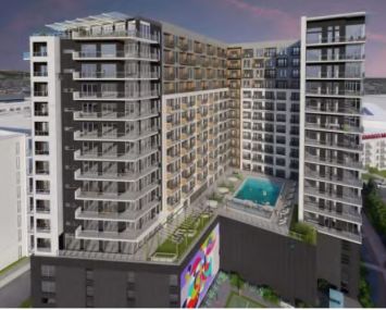 A rendering of Cypress' planned multifamily project at 2600 Wewatta Way in Denver.