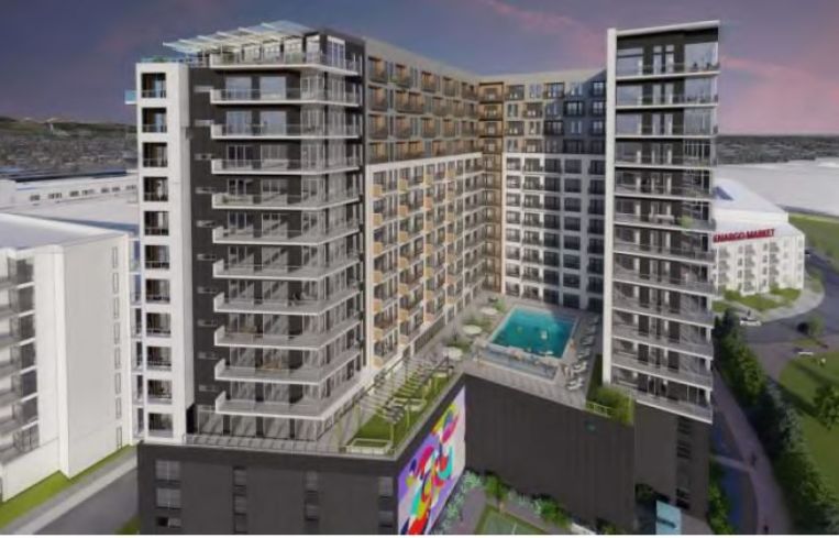 A rendering of Cypress' planned multifamily project at 2600 Wewatta Way in Denver.