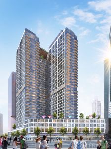 A rendering of the development at 625 Fulton Street.