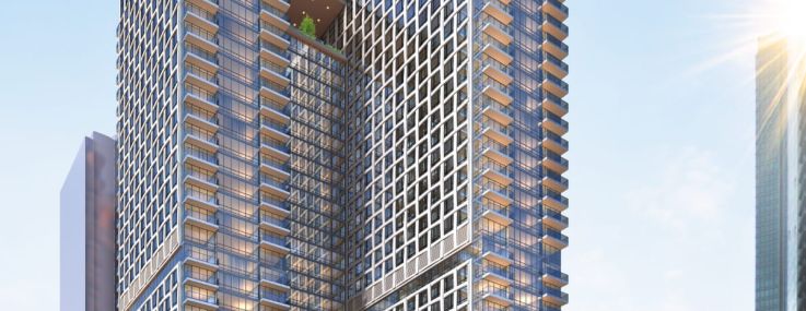 A rendering of the development at 625 Fulton Street.