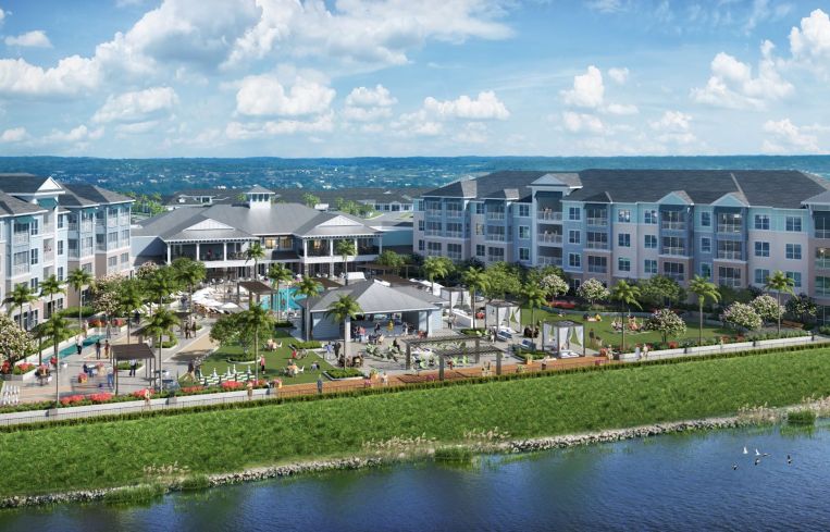 Many large Florida residential buildings on the water.