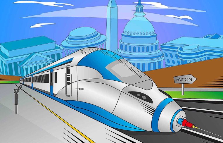 An illustration of a train shaped like a syringe.