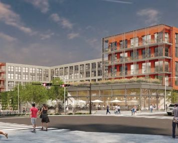 A rendering for a planned multifamily development at 4300 Ridge Avenue in Philadelphia's East Falls neighborhood.