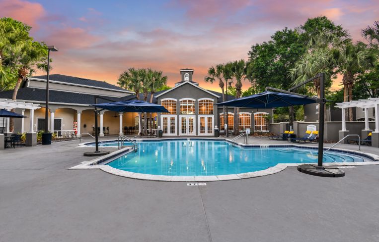 The pool area at The Summit at MetroWest.